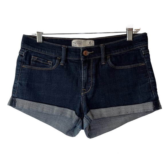 Abercrombie & Fitch Pants - ABERCROMBIE & Fitch Jean Shorts Blue Denim Dark Wash Low Rise Cuffed Size 6 W28